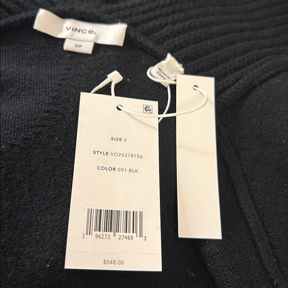 Vince Wool & Cashmere Open Front Cardigan in Black - Picture 6 of 12